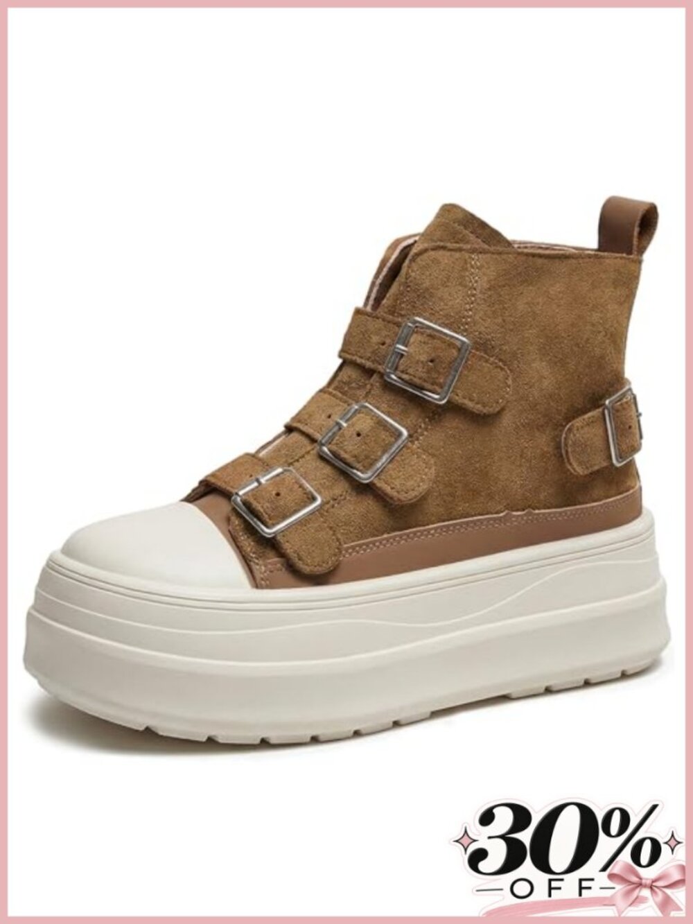 Suede Platform Sneakers High Top Zip Chunky Comfortable